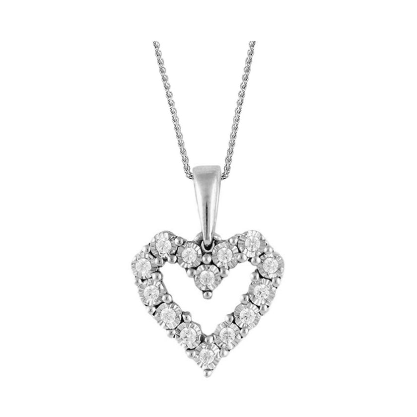 Gorgeous Diamond Heart Necklace in 10K White Gold