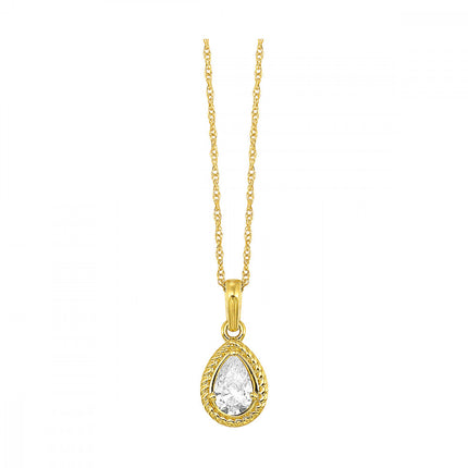 Sophisticated Pear Shape Diamond Solitaire Necklace in 14K Yellow Gold