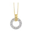 Two-Tone Diamond Circle Pendant Necklace with Link Bail in 14K