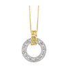 Two-Tone Diamond Circle Pendant Necklace with Link Bail in 14K
