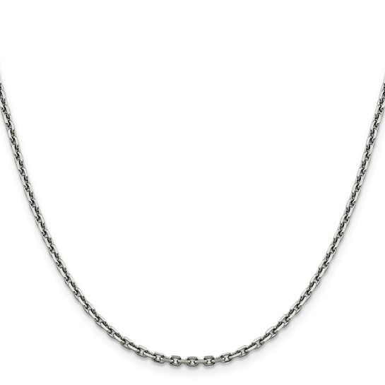 14K White Gold 2.5mm Diamond Cut Chain with Lobster Clasp