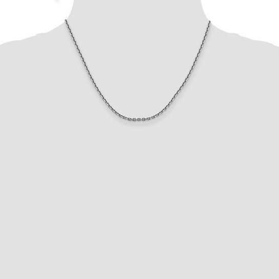 14K White Gold 2.5mm Diamond Cut Chain with Lobster Clasp