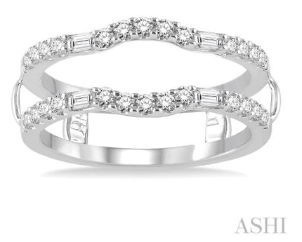 Prestigious Baguette and Round Cut Diamond Insert Wedding Ring in 14K White Gold | Gemmas Jewelers