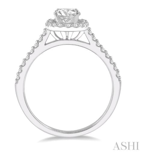 Prestigious Square Shape Halo Round Diamond Engagement Ring in 14K White Gold | Gemmas Jewelers