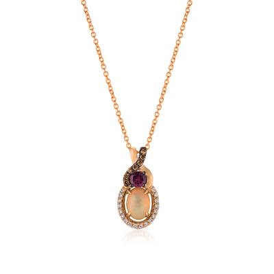 Prestigious LeVian Chocolatier Opal and Diamond Pendant in 14K Strawberry Gold | Gemmas Jewelers 1