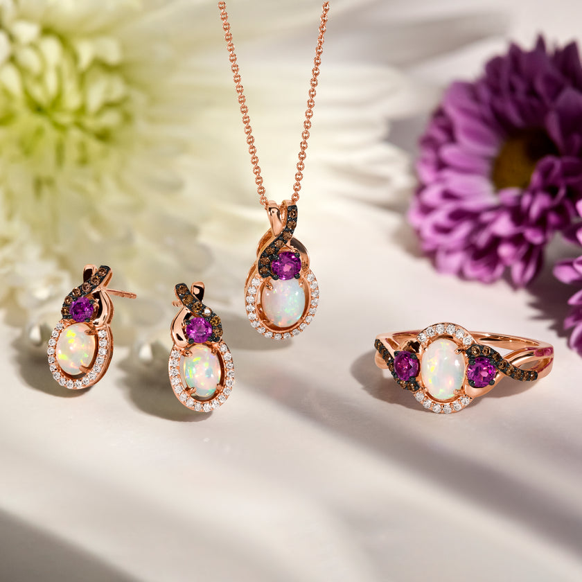 Prestigious LeVian Chocolatier Opal and Diamond Ring in 14K Strawberry Gold | Gemmas Jewelers 2