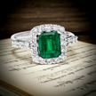 Couture LeVian Diamond & Costa Smeralda Emerald Ring in Platinum