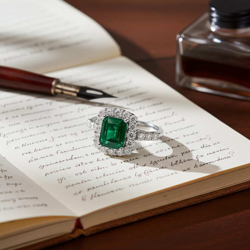 Couture LeVian Diamond & Costa Smeralda Emerald Ring in Platinum