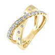 Elegant Pave & Bezel Diamond Crossover Band in 14K Yellow Gold