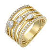 Modern Sculpted Diamond Multi-Shape Band Ring – Pear, Baguette & Round in 14K