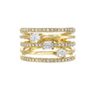 Modern Sculpted Diamond Multi-Shape Band Ring – Pear, Baguette & Round in 14K