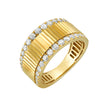 Mid Century Design Faceted Diamond Cigar Band in 14K Gold