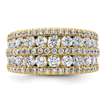  14k yellow gold band features 2.25 carats of diamonds
