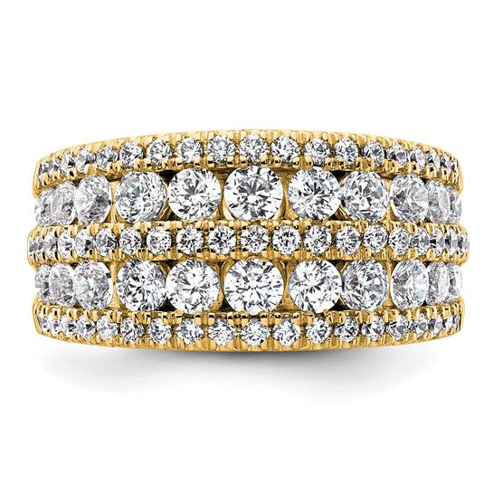  14k yellow gold band features 2.25 carats of diamonds