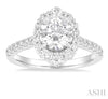 Radiant Oval Centerpiece Round Diamond Engagement Ring in 14K White Gold | Gemmas Jewelers