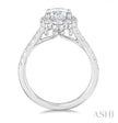 Radiant Oval Centerpiece Round Diamond Engagement Ring in 14K White Gold | Gemmas Jewelers