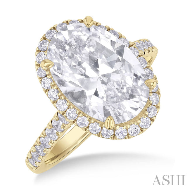 Radiant Oval Shape Diamond Halo Engagement Ring in 14K Yellow Gold | Gemma's Jewelers