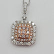 Rare & Elegant Pave Set Cushion Shape Pink Diamond Pendant in 14K Gold | Gemma's Jewelers