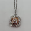 Rare & Elegant Pave Set Cushion Shape Pink Diamond Pendant in 14K Gold