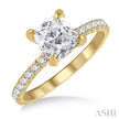 Refined Yet Bold Cushion Shape Diamond Engagement Ring in 14K Yellow Gold | Gemmas Jewelers