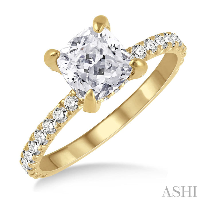 Refined Yet Bold Cushion Shape Diamond Engagement Ring in 14K Yellow Gold | Gemmas Jewelers