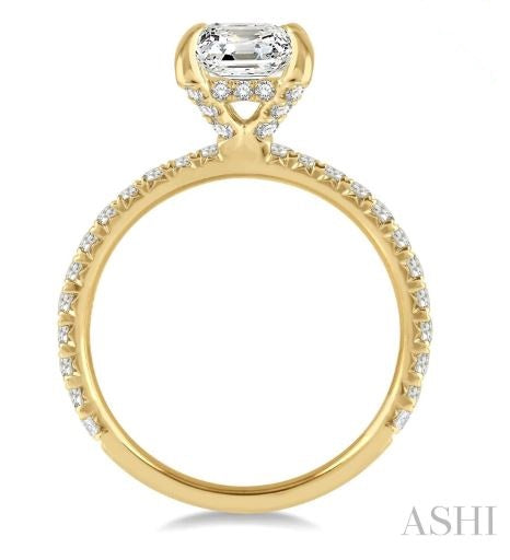 Refined Yet Bold Cushion Shape Diamond Engagement Ring in 14K Yellow Gold | Gemmas Jewelers