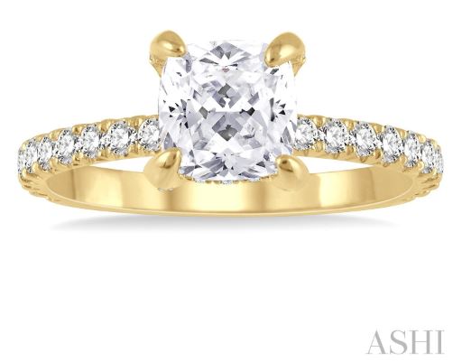 Refined Yet Bold Cushion Shape Diamond Engagement Ring in 14K Yellow Gold | Gemmas Jewelers