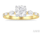 Round and Marquise Cut Diamond Semi Mount Engagement Ring in 14K Yellow Gold | Gemma's Jewelers