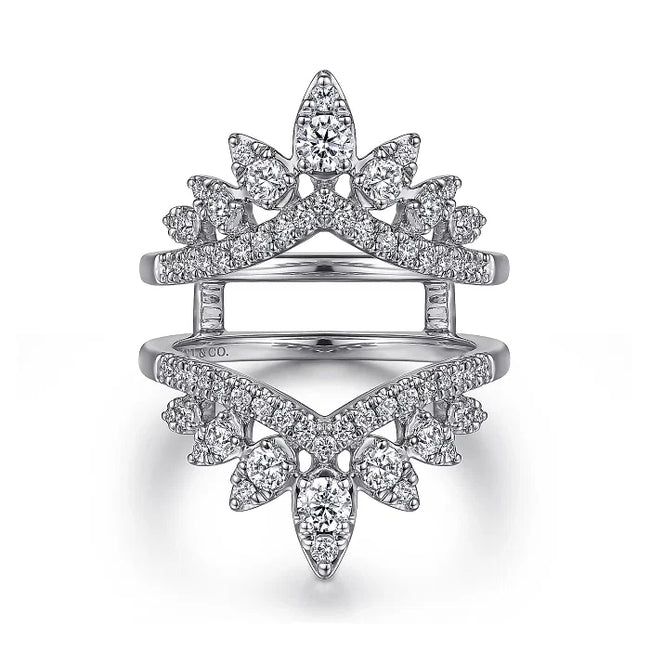 14K White Gold Bursting Chevron Diamond Ring Enhancer - 0.95 ct