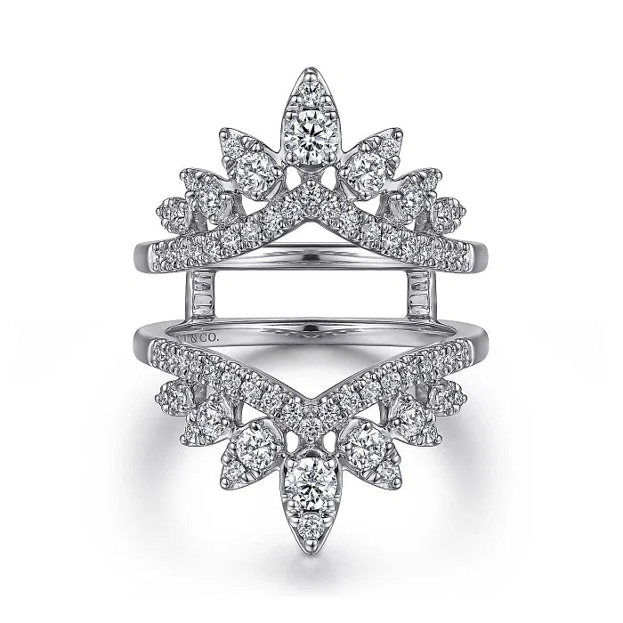 14K White Gold Bursting Chevron Diamond Ring Enhancer - 0.95 ct