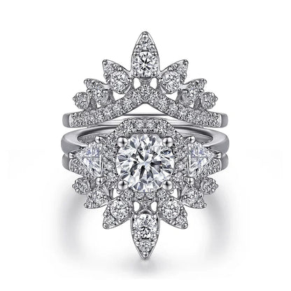 14K White Gold Bursting Chevron Diamond Ring Enhancer - 0.95 ct
