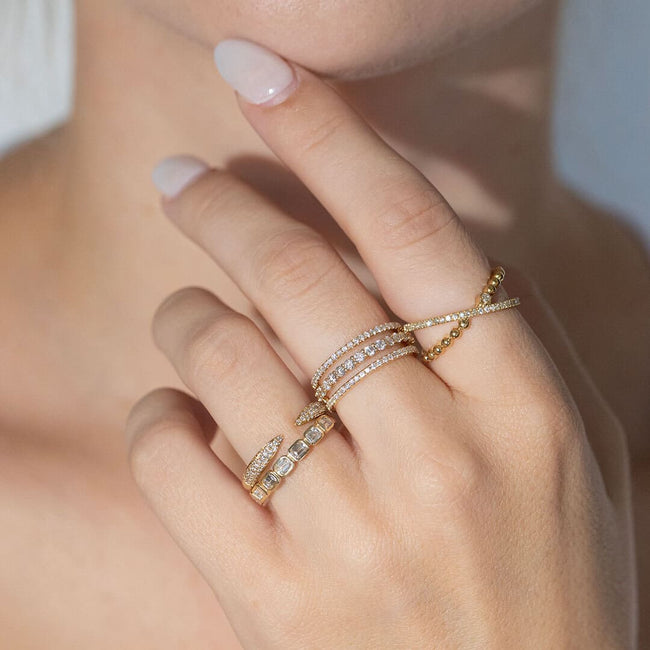 Criss-cross diamond ring