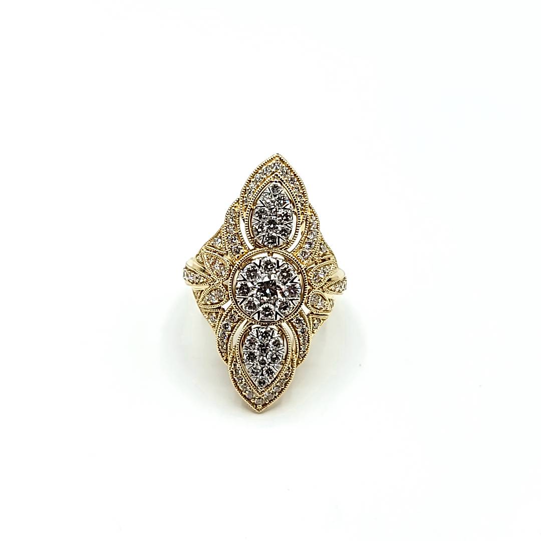 Shimmering Custom Design Couture Cocktail Fashion Ring in 14K Gold | Gemmas Jewelers