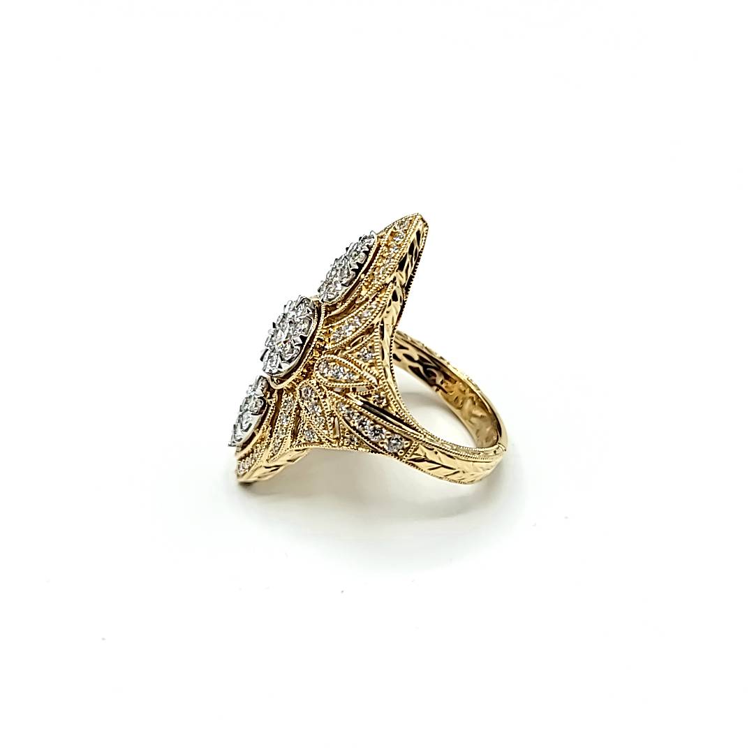 Shimmering Custom Design Couture Cocktail Fashion Ring in 14K Gold | Gemmas Jewelers