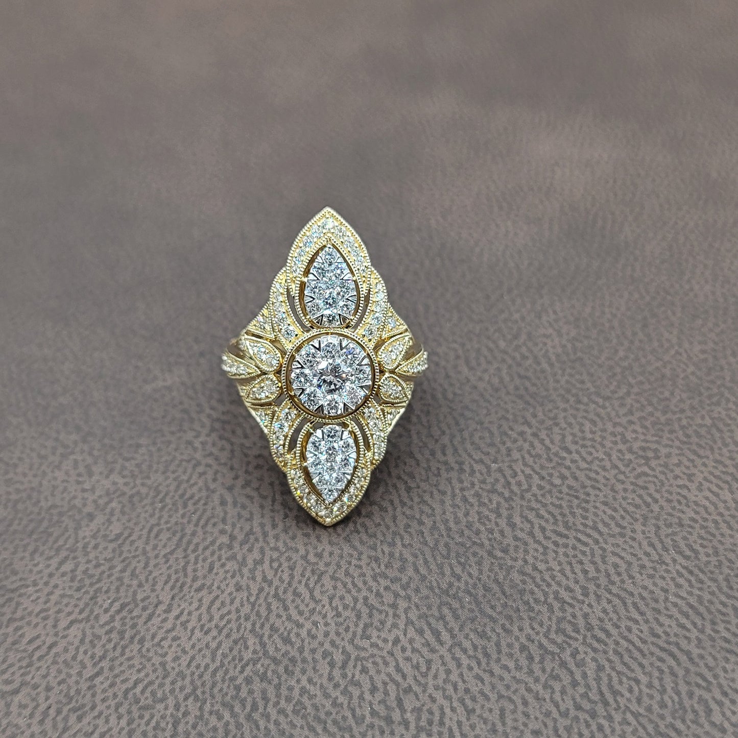 Shimmering Custom Design Couture Cocktail Fashion Ring in 14K Gold | Gemmas Jewelers