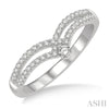 Shimmering Interlocked Twin Chevron Round Diamond Wedding Band in 14K White Gold | Gemmas Jewelers