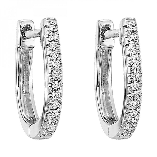 Shimmering Pave Set Diamond Huggie Hoop Earrings in 14K | Gemmas Jewelers 1
