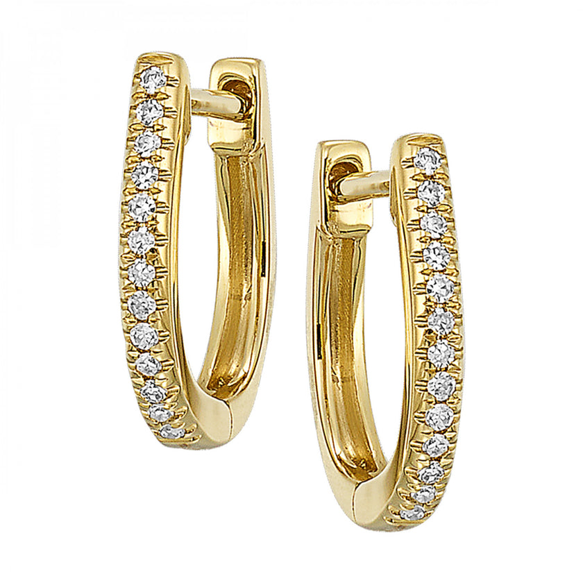 Shimmering Pave Set Diamond Huggie Hoop Earrings in 14K | Gemmas Jewelers 2