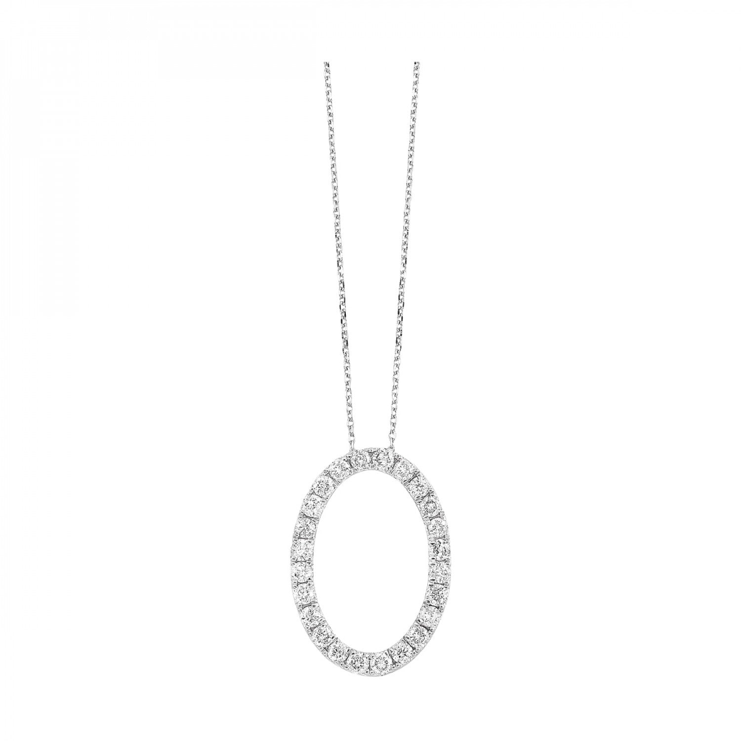 Sophisticated Oval Shape Diamond 1.0ctw Necklace 14KW Gold | Gemmas Jewelers