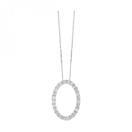 Sophisticated Oval Shape Diamond 1.0ctw Necklace 14KW Gold | Gemmas Jewelers