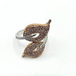 Sophisticated Pink Diamond Crossover Leaf Design Cocktail Ring in 14K Gold | Gemma's Jewelers