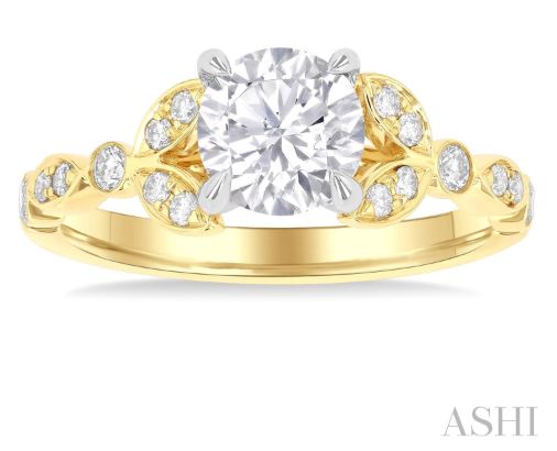 Sophisticated Round & Marquise Diamond Engagement Ring in 14K Yellow Gold | Gemmas Jewelers