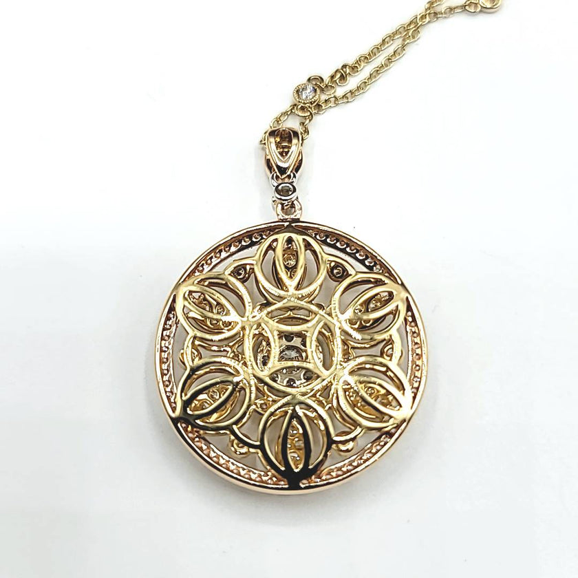 Sophisticated Custom Design Couture Pendant in Tri-Color 18K Gold  | Gemma's Jewelers