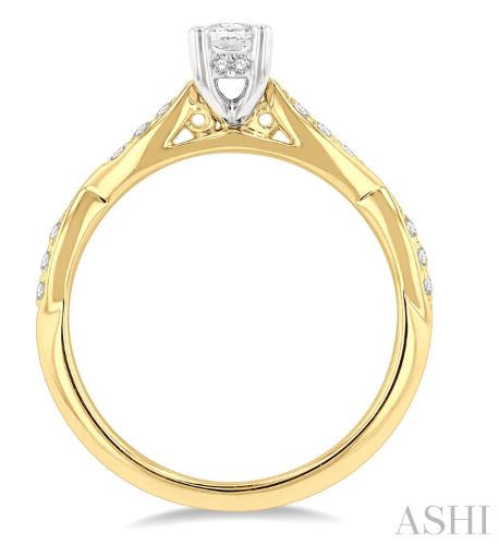 Sparkling Oval & Round Shape Diamond Engagement Ring in 14K Yellow Gold | Gemmas Jewelers