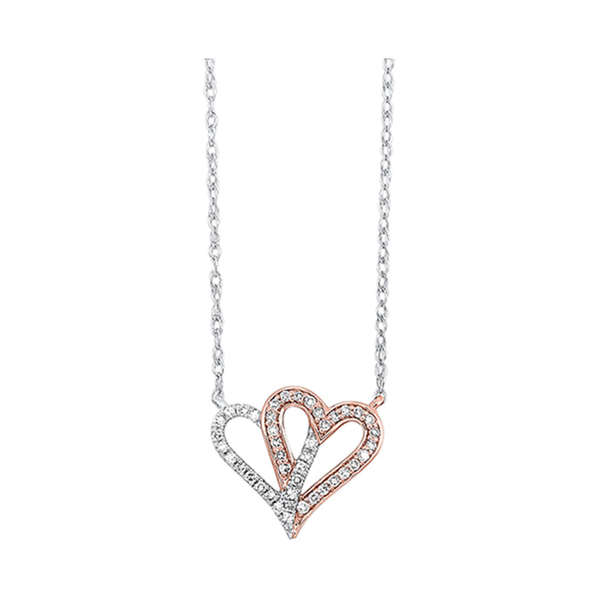 Sparkling Diamond Double Heart Necklace  in 10K Gold | Gemmas Jewelers