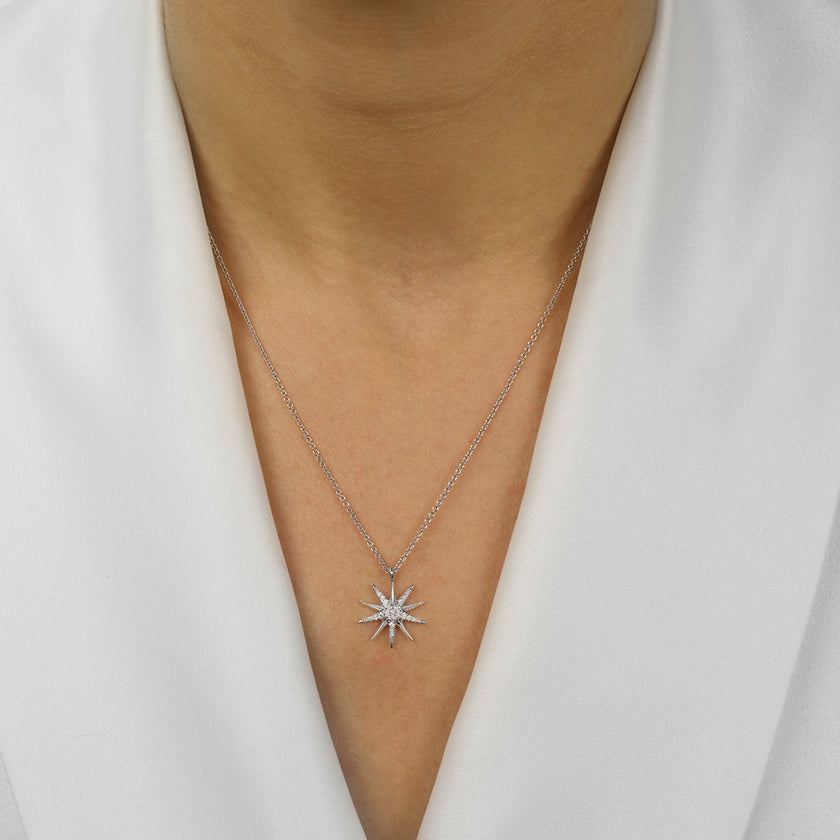 Sparkling Starburst Diamond Necklace in Silver | Gemmas Jewelers 2