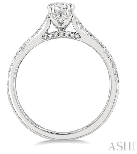 Split Woven Design Oval Shape Diamond Engagement Ring in 14K White Gold | Gemmas Jewelers