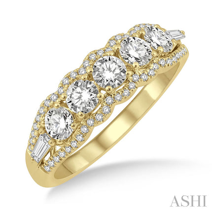 Striking Baguette and Round Diamond Wedding Band in 14K | Gemmas Jewelers