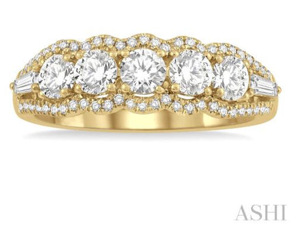 Striking Baguette and Round Diamond Wedding Band in 14K | Gemmas Jewelers