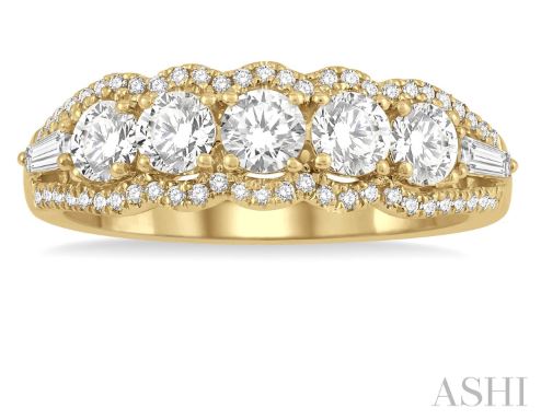 Striking Baguette and Round Diamond Wedding Band in 14K | Gemmas Jewelers